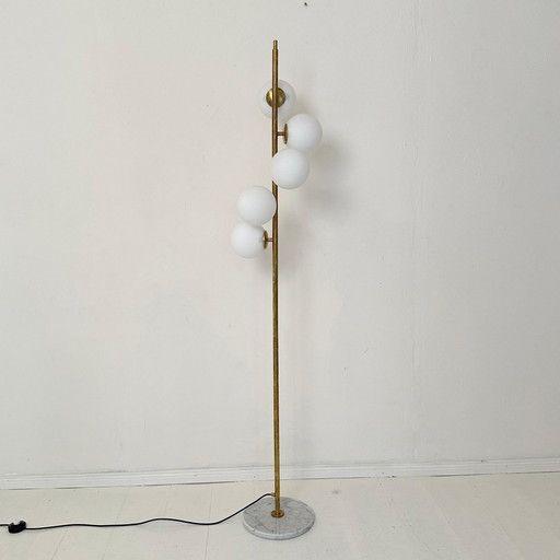 Italian floor lamp Brass Opaline glass