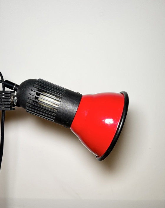 Image 1 of Vintage Table Lamp, 80S, Germany, Erco, Space Age, Metal Red, Minimalistic, Minimalistic, Office Lamp, Desk Lamp, Mid Century