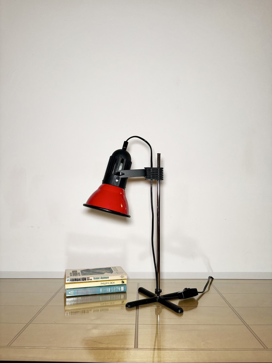 Image 1 of Vintage Table Lamp, 80S, Germany, Erco, Space Age, Metal Red, Minimalistic, Minimalistic, Office Lamp, Desk Lamp, Mid Century