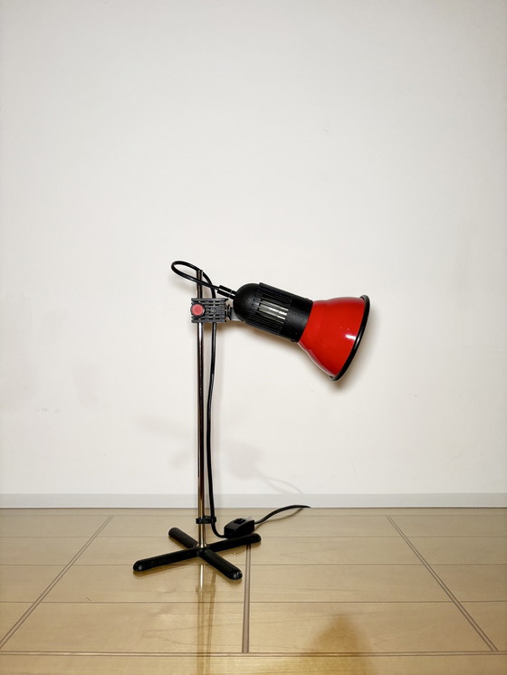 Image 1 of Vintage Table Lamp, 80S, Germany, Erco, Space Age, Metal Red, Minimalistic, Minimalistic, Office Lamp, Desk Lamp, Mid Century