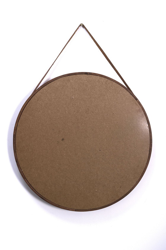 Image 1 of Round mirror with teak frame