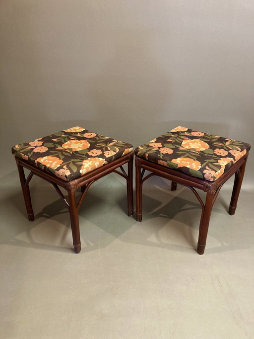 Rattan Bench or Stool Duo 1950