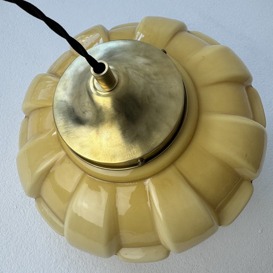 Image 1 of Antique Art-Deco Opaline Hanging Lamp