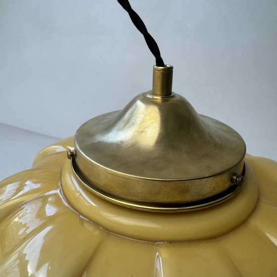 Image 1 of Antique Art-Deco Opaline Hanging Lamp