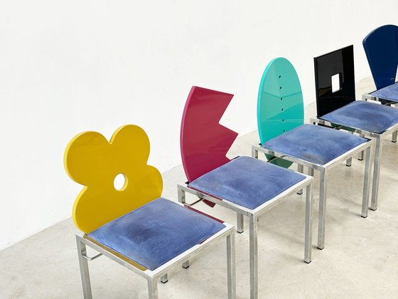 Image 1 of Set of 6 postmodern dining chairs by Salvati e Tresoldi for Omaggi