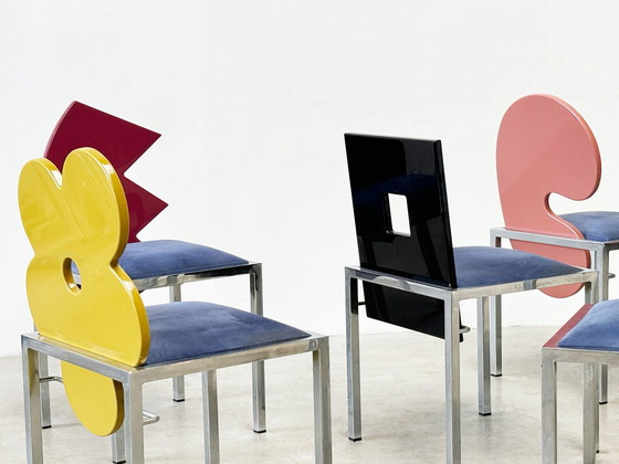 Image 1 of Ensemble de 6 chaises de salle à manger postmodernes par Salvati e Tresoldi pour Omaggi