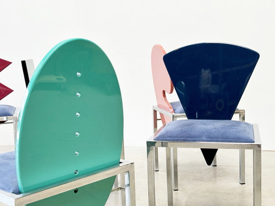 Image 1 of Ensemble de 6 chaises de salle à manger postmodernes par Salvati e Tresoldi pour Omaggi