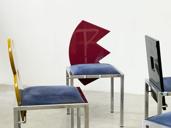 Image 1 of Ensemble de 6 chaises de salle à manger postmodernes par Salvati e Tresoldi pour Omaggi