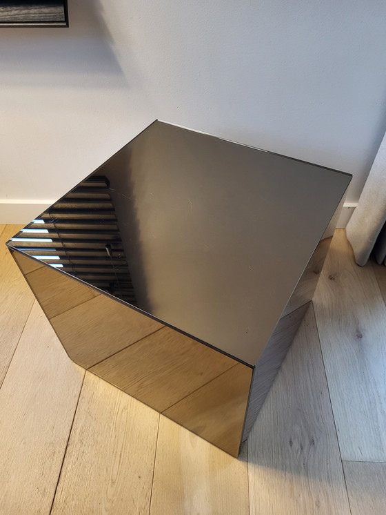 Image 1 of Fumé mirror cube side table, 1980s