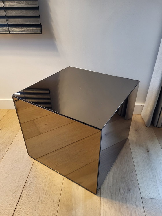 Image 1 of Fumé mirror cube side table, 1980s