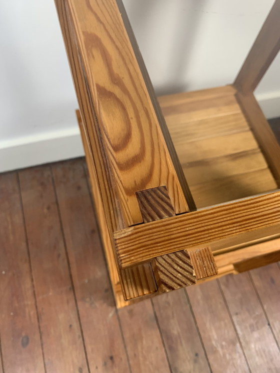 Image 1 of Pine Side Table From The 1970S-80S, Remarkable Assembly Work