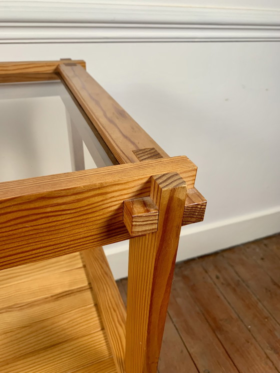 Image 1 of Pine Side Table From The 1970S-80S, Remarkable Assembly Work