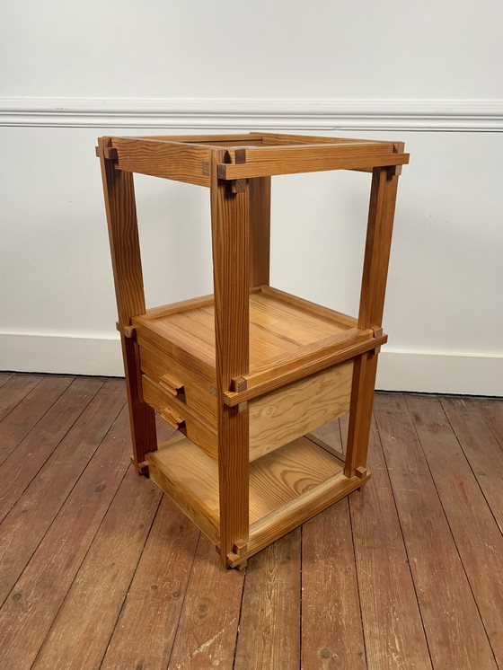 Image 1 of Pine Side Table From The 1970S-80S, Remarkable Assembly Work