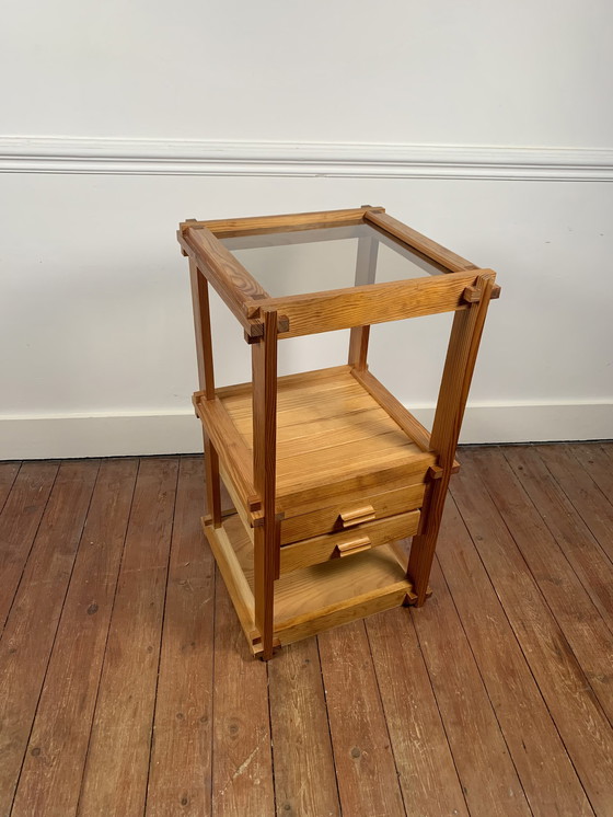 Image 1 of Pine Side Table From The 1970S-80S, Remarkable Assembly Work