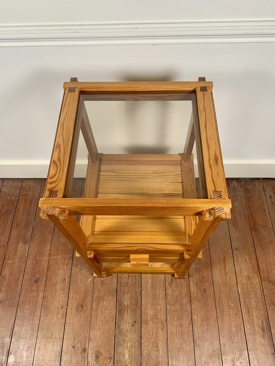 Image 1 of Pine Side Table From The 1970S-80S, Remarkable Assembly Work