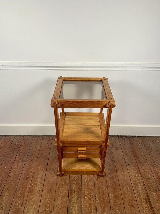 Image 1 of Pine Side Table From The 1970S-80S, Remarkable Assembly Work