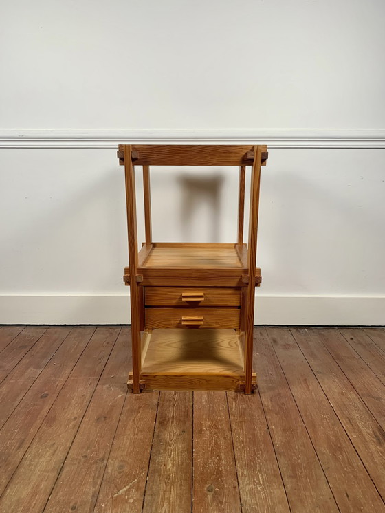 Image 1 of Pine Side Table From The 1970S-80S, Remarkable Assembly Work