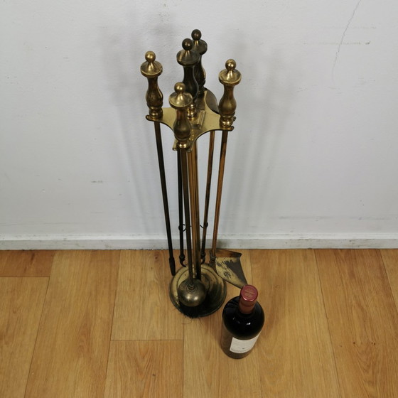 Image 1 of Antique Brass Servant, Fireplace Set, Fireplace Supplies