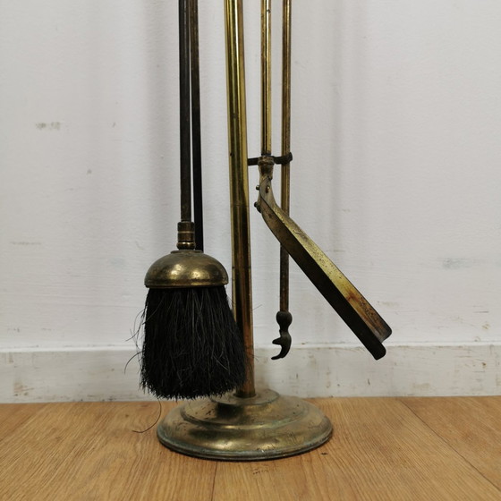 Image 1 of Antique Brass Servant, Fireplace Set, Fireplace Supplies