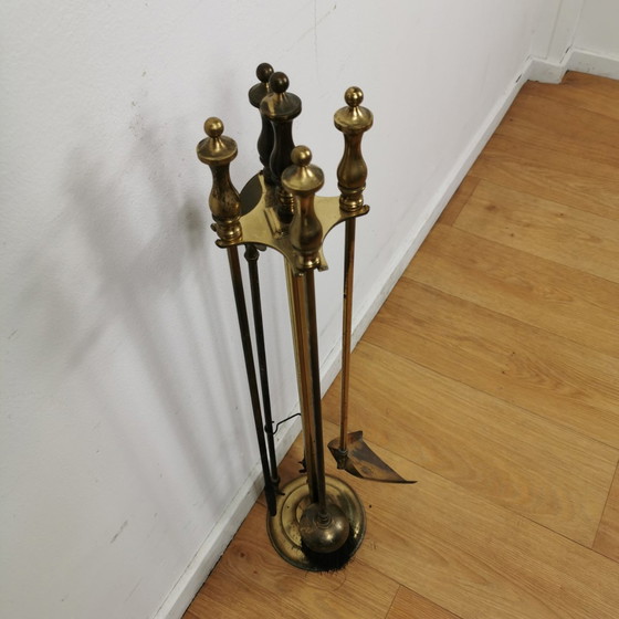 Image 1 of Antique Brass Servant, Fireplace Set, Fireplace Supplies