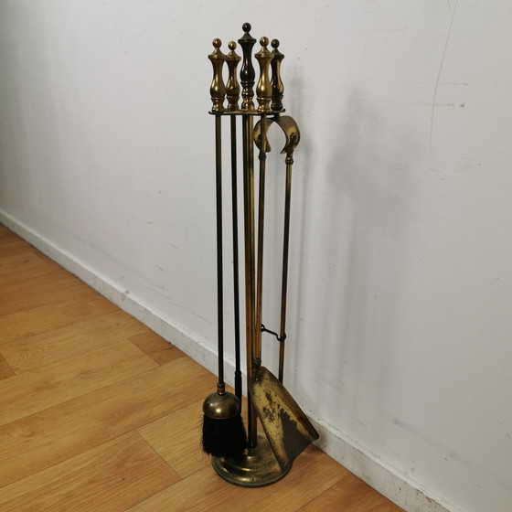 Image 1 of Antique Brass Servant, Fireplace Set, Fireplace Supplies