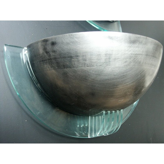 Image 1 of Pair of vintage metal and Plexiglas sconces, 1970