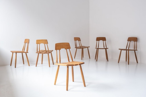 Set of 6 dining chairs by Carl-Gustav Boulogner for AB Bröderna Wigells Stolfabrik, Sweden 1960s. 