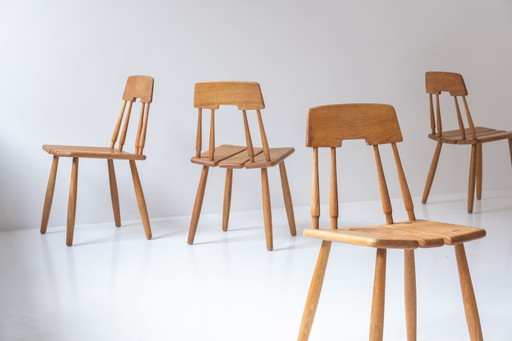 Set of 6 dining chairs by Carl-Gustav Boulogner for AB Bröderna Wigells Stolfabrik, Sweden 1960s. 