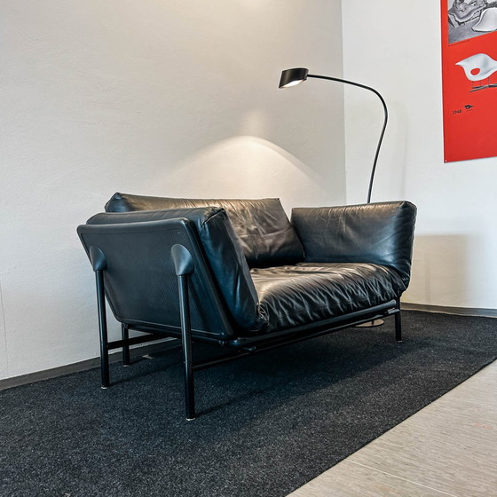 Image 1 of Dema - Rataplan sofa - black leather - 150 cm width - classic