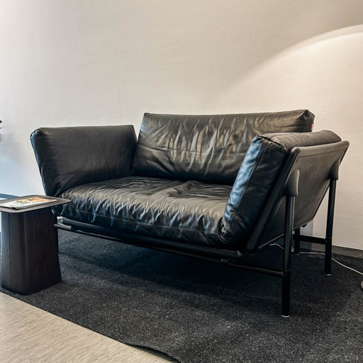 Dema - Rataplan sofa - black leather - 150 cm width - classic