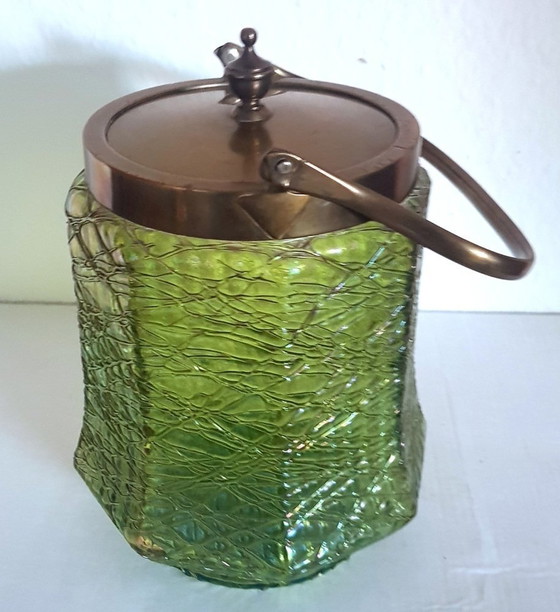 Image 1 of Art Nouveau Iridescent Glass Biscuit Box