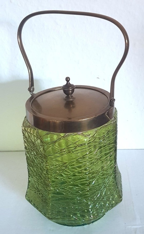 Image 1 of Art Nouveau Iridescent Glass Biscuit Box