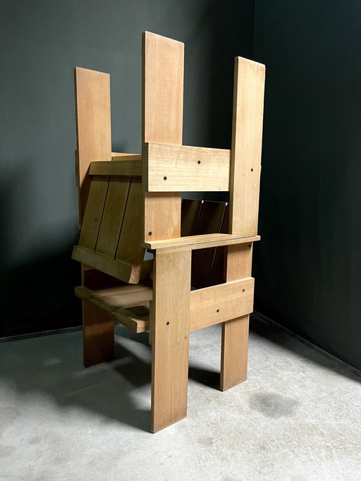 Pair Of Crate Arm Chairs By Gerrit Rietveld For Cassina, 1980S