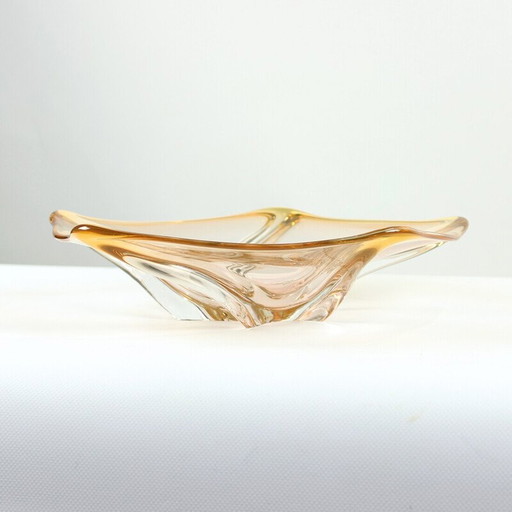 Vintage glass bowl by Frantisek Zemek for Sklarna Mstisov, Czechoslovakia 1960