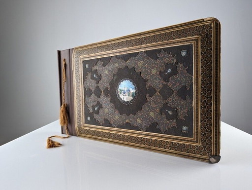 Antique Hand Painted Silver Qajar Album