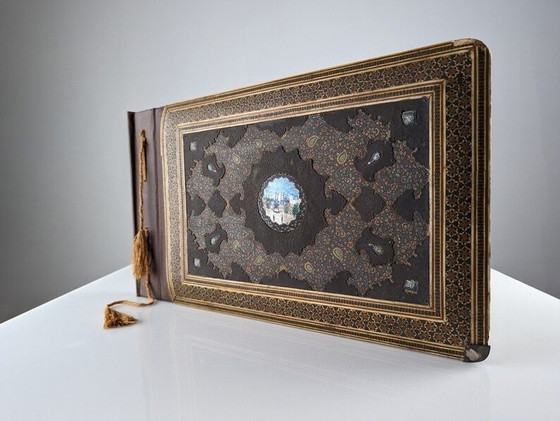 Image 1 of Antique Hand Painted Silver Qajar Album