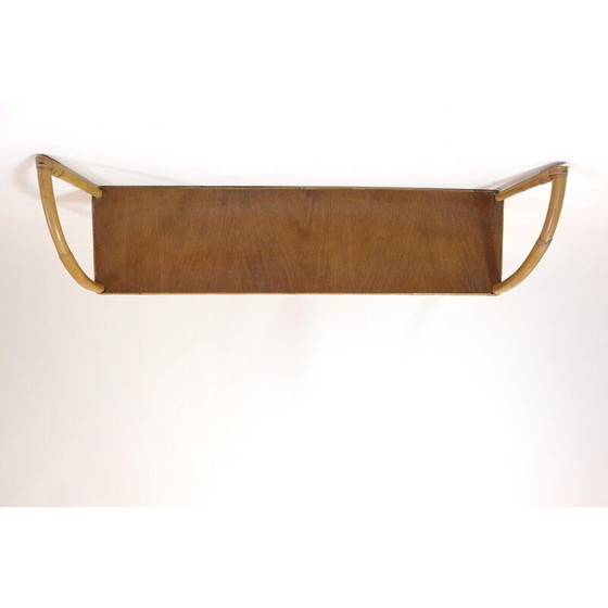 Image 1 of Vintage 2-level rattan shelf, France 1960