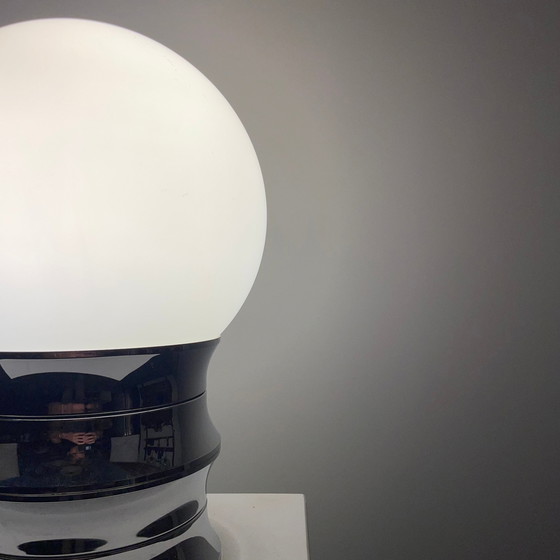 Image 1 of Space Age white and chrome table lamp by Aka Electric, Germany 1977