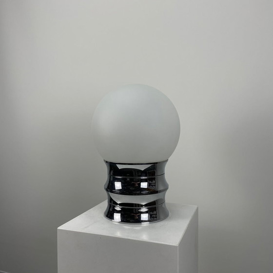 Image 1 of Space Age white and chrome table lamp by Aka Electric, Germany 1977