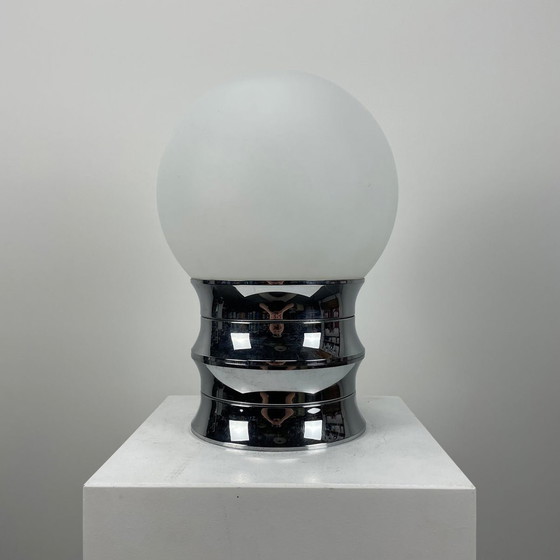 Image 1 of Space Age white and chrome table lamp by Aka Electric, Germany 1977