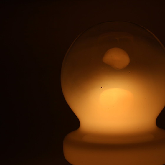 Image 1 of Vintage Italian Glass Chrome Mushroom Lamp