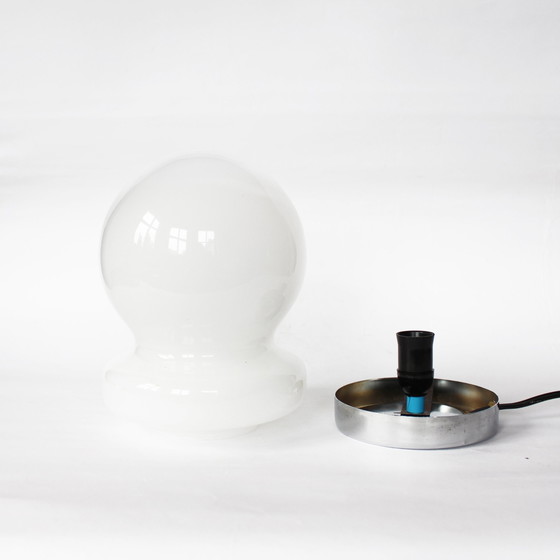 Image 1 of Vintage Italian Glass Chrome Mushroom Lamp