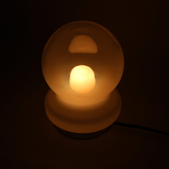 Image 1 of Vintage Italian Glass Chrome Mushroom Lamp