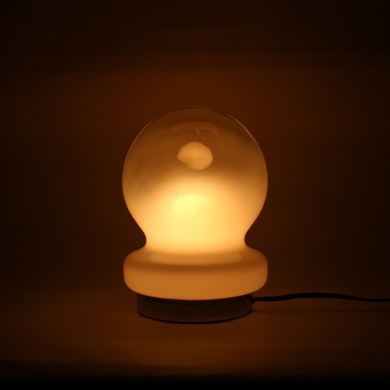 Image 1 of Vintage Italian Glass Chrome Mushroom Lamp