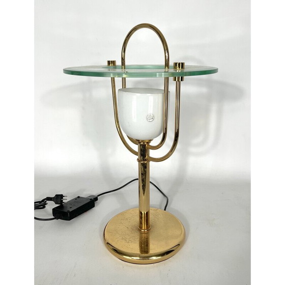 Image 1 of Lampada da tavolo vintage in ottone e vetro, anni '70