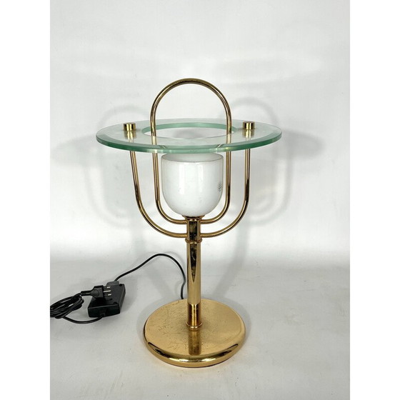 Image 1 of Lampada da tavolo vintage in ottone e vetro, anni '70