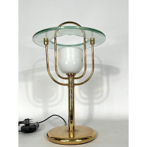 Image 1 of Lampada da tavolo vintage in ottone e vetro, anni '70