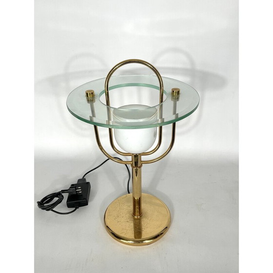 Image 1 of Lampada da tavolo vintage in ottone e vetro, anni '70