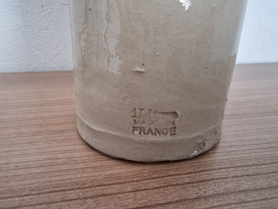 Image 1 of Lámpara de gres con pantalla de rafia negra