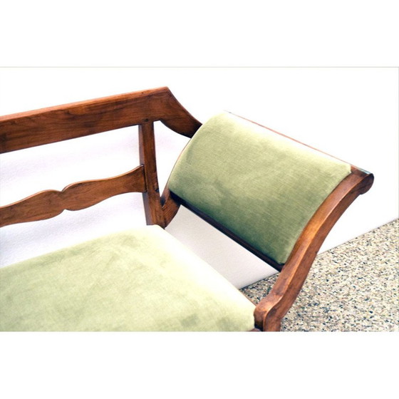 Image 1 of Vintage sofa in walnut and velvet, Italy 1950